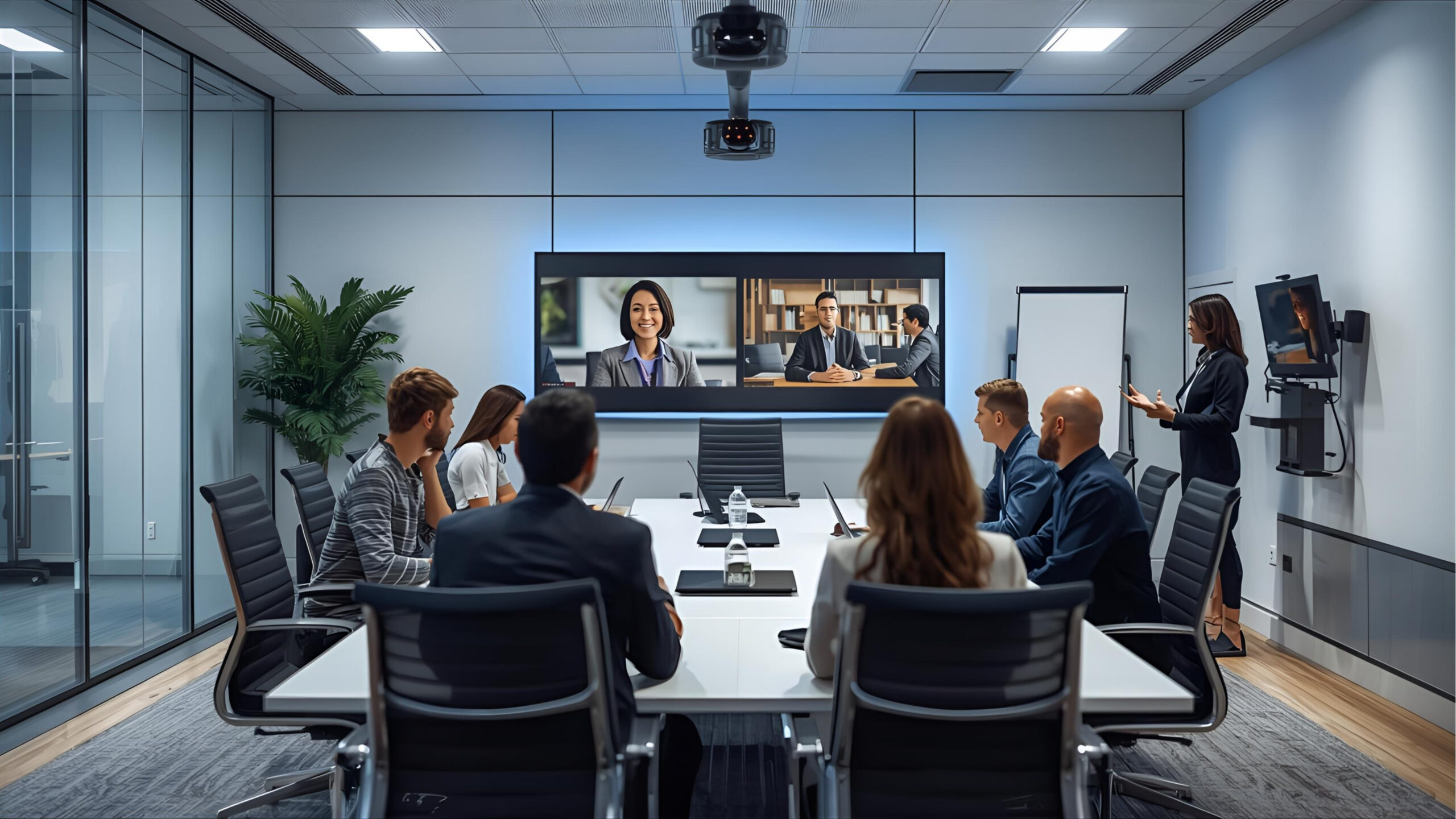 Hybrid conference setup with live streaming and conferencing gear